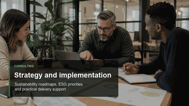 Short motion clip showing InnovaNexus sustainability consulting service areas